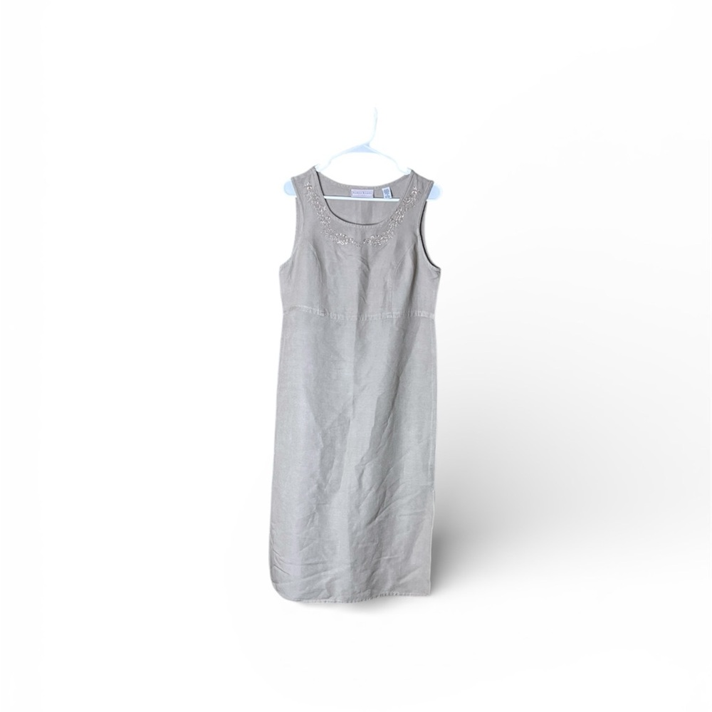 Karen Scott linen blend pale taupe Sleeveless Dress size medium